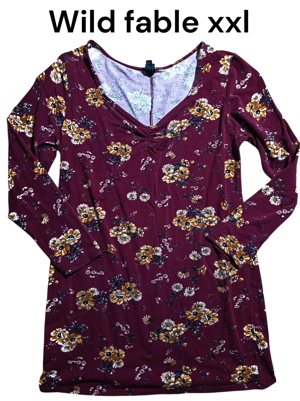 wild fable Burgundy Floral Long Sleeve Dress